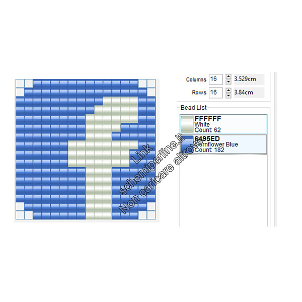 Il logo di Facebook schema perline a fusione pyssla hama beads 16x16