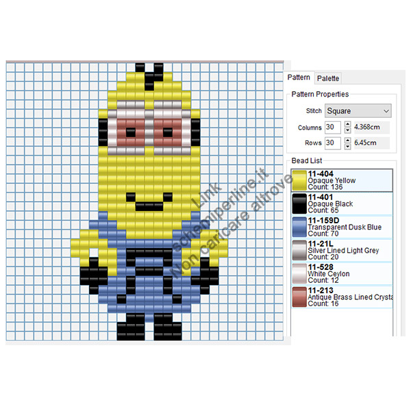 Kevin dei Minions disegno pyssla gratis per bimbi 30x30