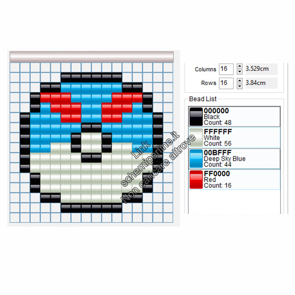 La Megaball dei Pokemon schema pyssla hama beads 14x14