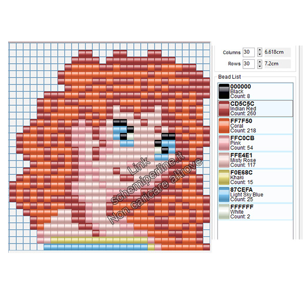 La Principessa Disney Merida schema perline da stirare Pyssla 30x30