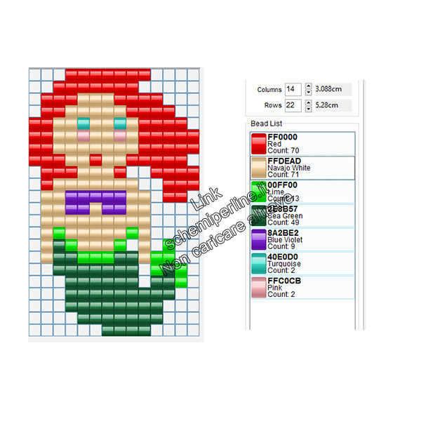 La Sirenetta schema perline da stirare pyssla 14x22