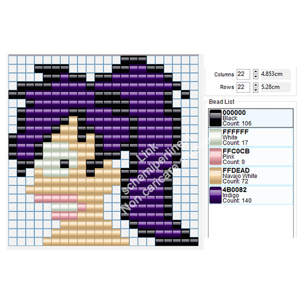 Leela di Futurama schema pyssla hama beads gratis 22x22