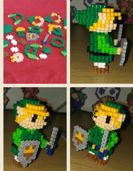 Link Zelda in 3D con le perline da stirare Pyssla Hama foto lavoro Fan su Instagram tmacartwork 2