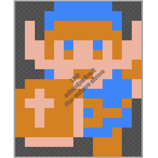 Link di The Legend Of Zelda con upgrade armatura schema pyssla 13x16