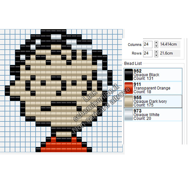 Linus personaggio Charlie Brown schema pyssla gratis 24x24