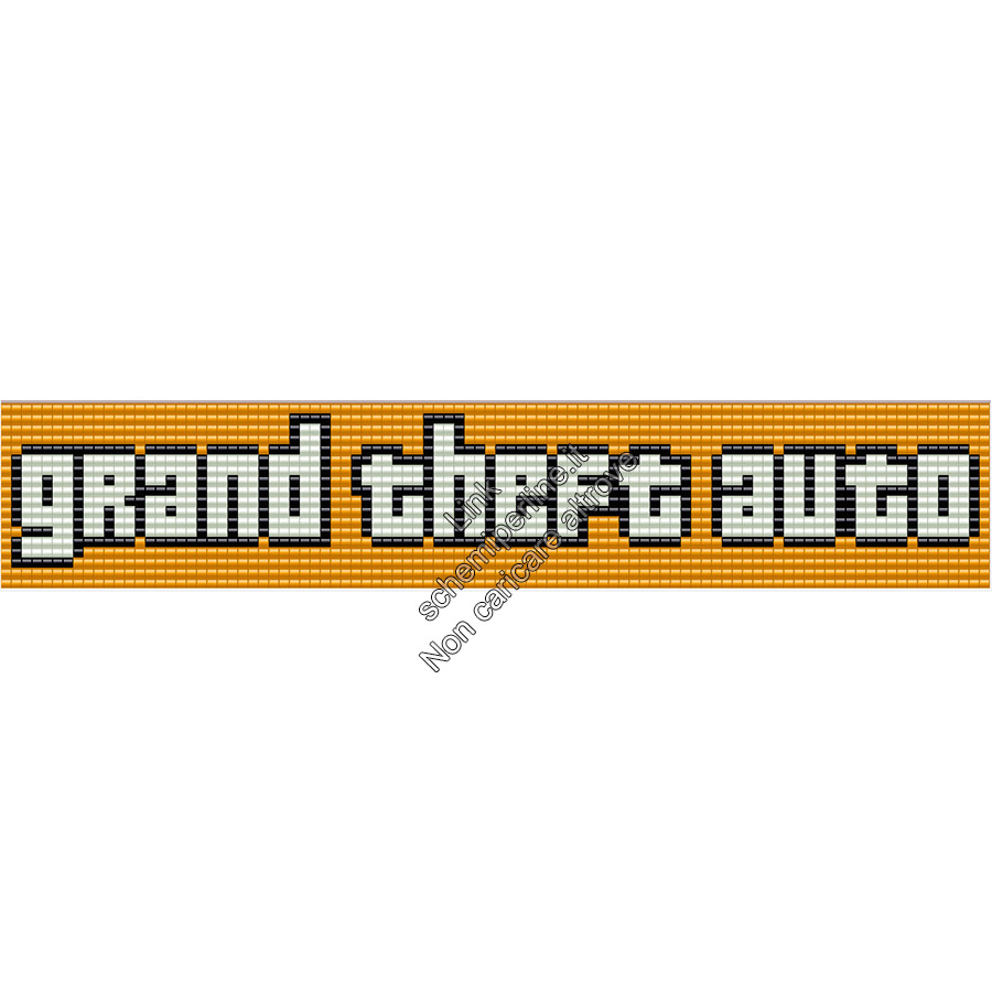 Logo Grand Theft Auto GTA arancione schema perline pyssla 96x18