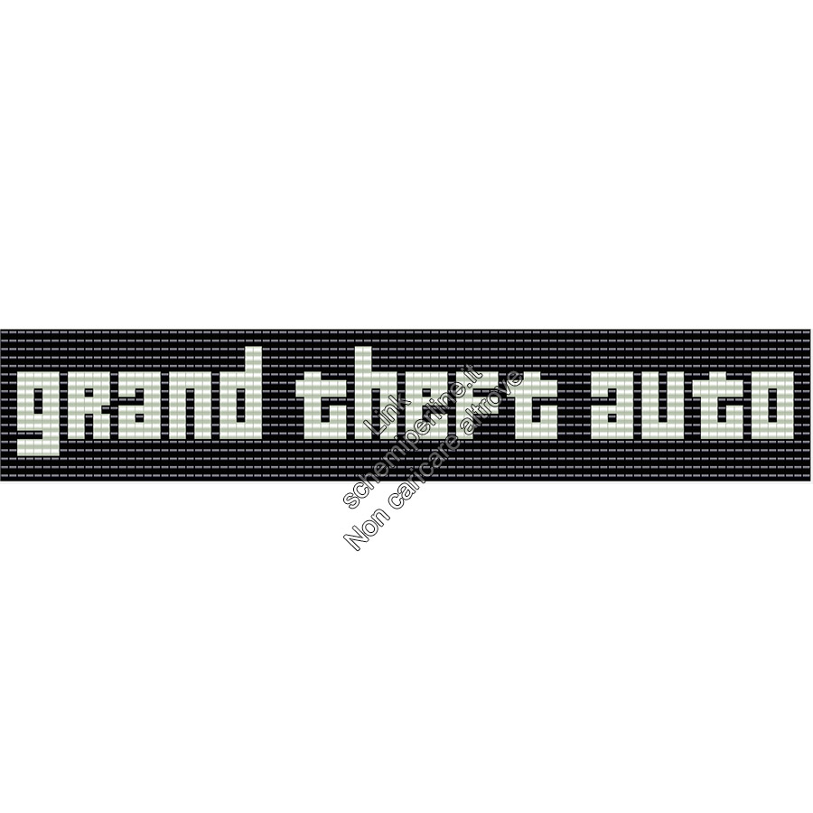 Logo Grand Theft Auto GTA bianco nero schema perline pyssla 96x18 2