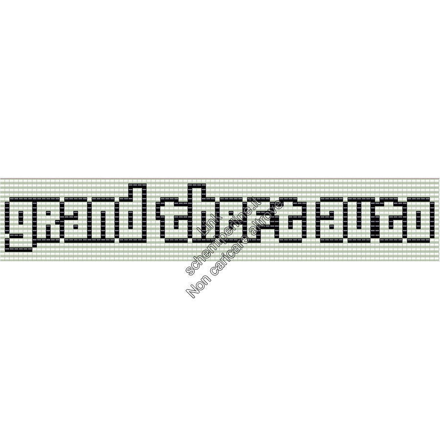 Logo Grand Theft Auto GTA bianco nero schema perline pyssla 96x18