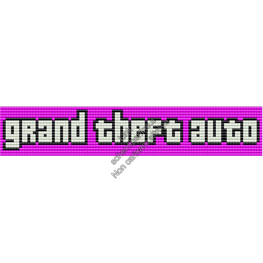 Logo Grand Theft Auto GTA viola schema perline pyssla 96x18