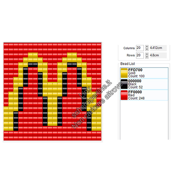 Logo Mc Donalds schema perline da stirare pyssla 20x20