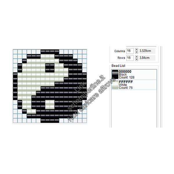 Logo Yin Yang schema hama beads pyssla gratis 16x16