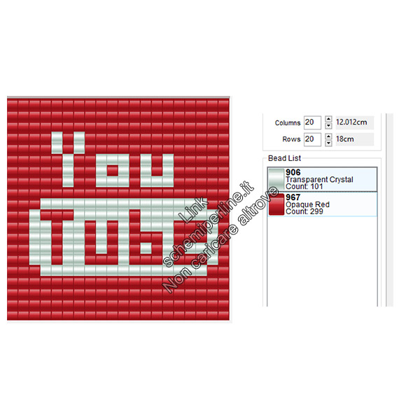 Logo YouTube schema gratis perline da stirare pyssla 20x20