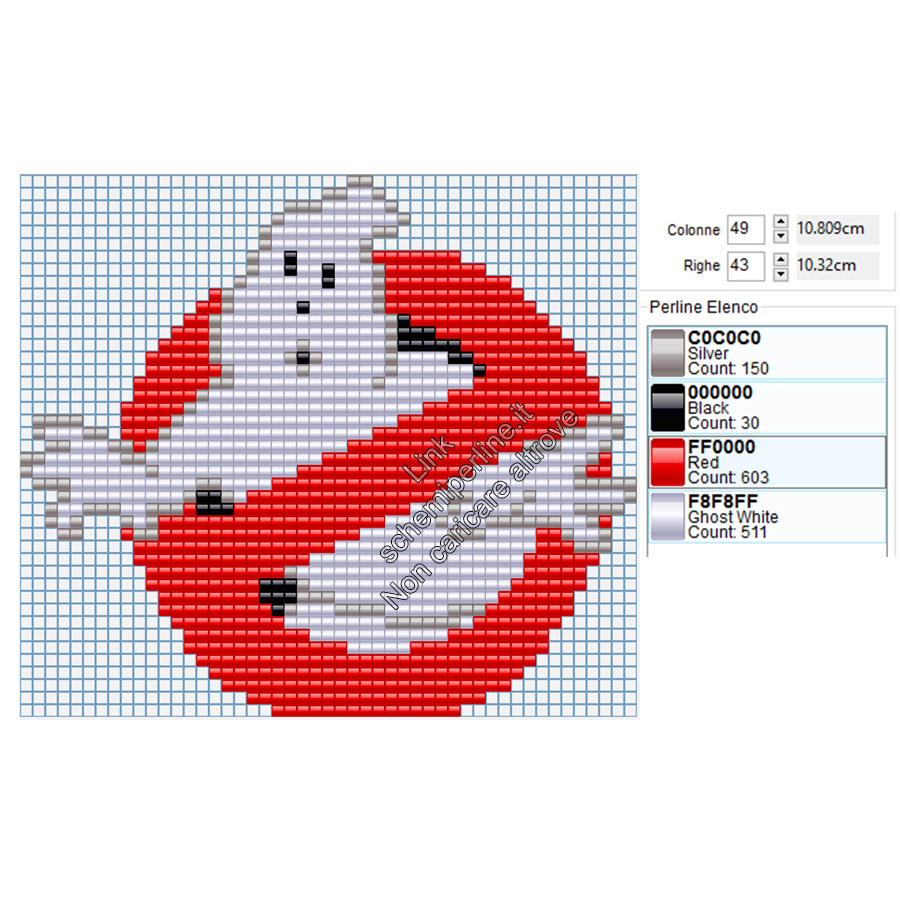 Logo dei Ghostbusters acchiappafantasmi schema perline pyssla 49x43