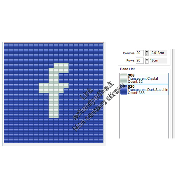 Logo di Facebook schema gratuito perline hama beads pyssla 20x20