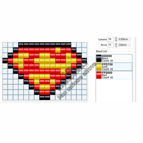 Logo di Superman schemi perline da stirare pyssla dei supereroi 16x11
