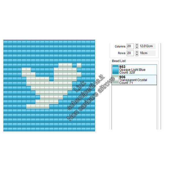 Logo di Twitter schema idea perline hama beads pyssla 20x20