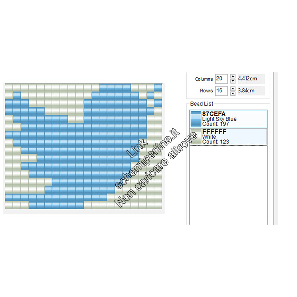 Logo di Twitter schema perline da stirare pyssla 20x16