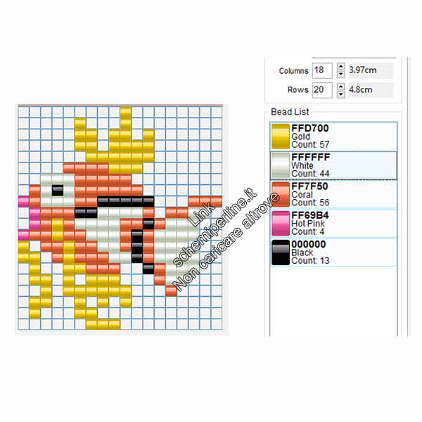 Magikarp schemi pyssla pokemon gratuiti 18x20