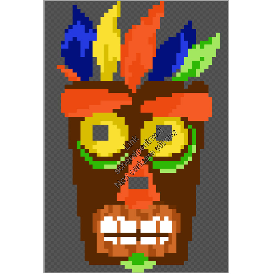 Maschera da indossare perline a fusione pyssla hama beads Aku Aku Crash Bandicoot