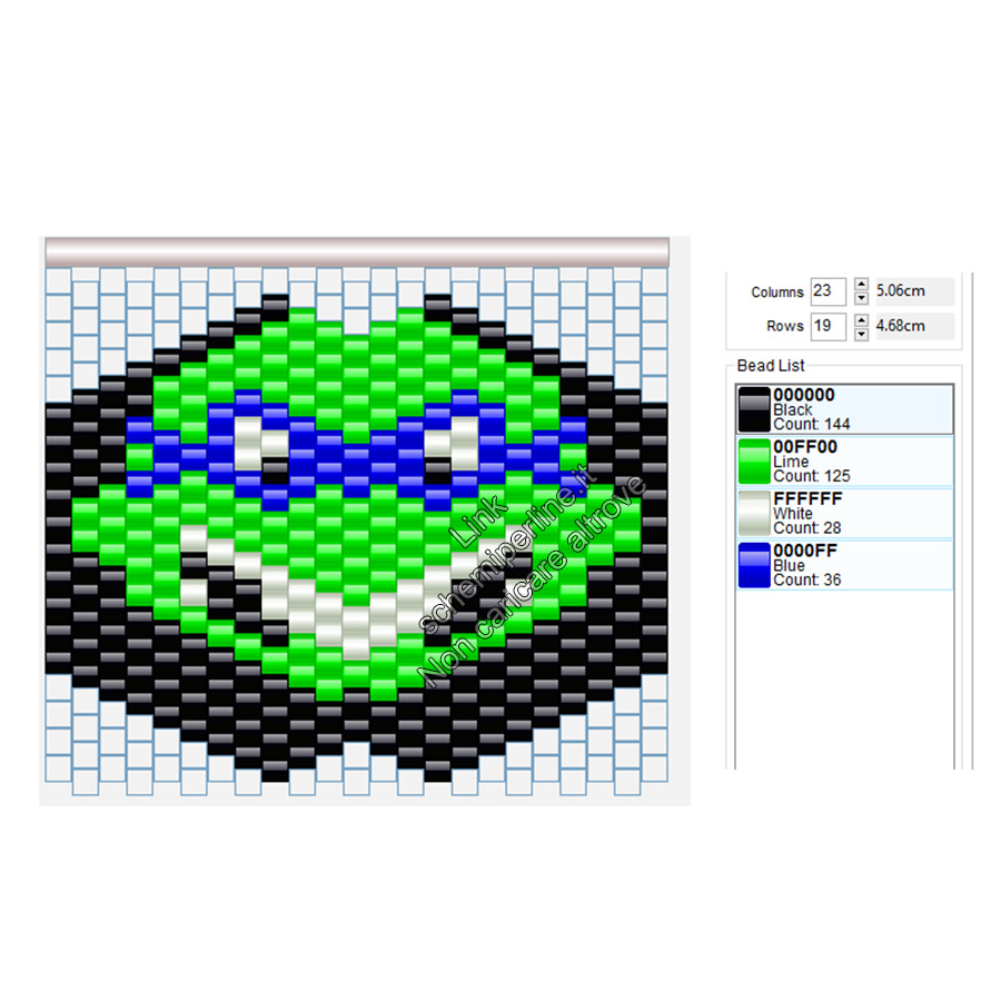 Maschera da indossare peyote brick stitch perline da stirare pyssla Leonardo Tartarughe Ninja