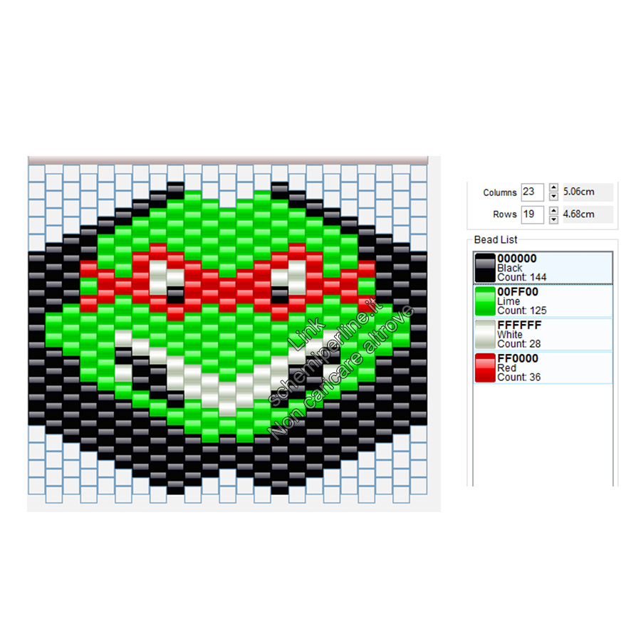 Maschera da indossare peyote brick stitch perline da stirare pyssla Raffaello Tartarughe Ninja