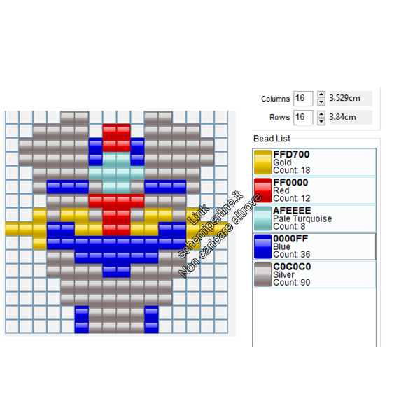 Mazinga schema pyssla gratis 16x16