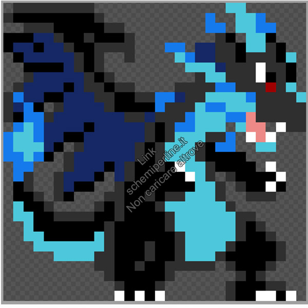 Mega Charizard Pokemon X schema perline da stirare Pyssla 30x30