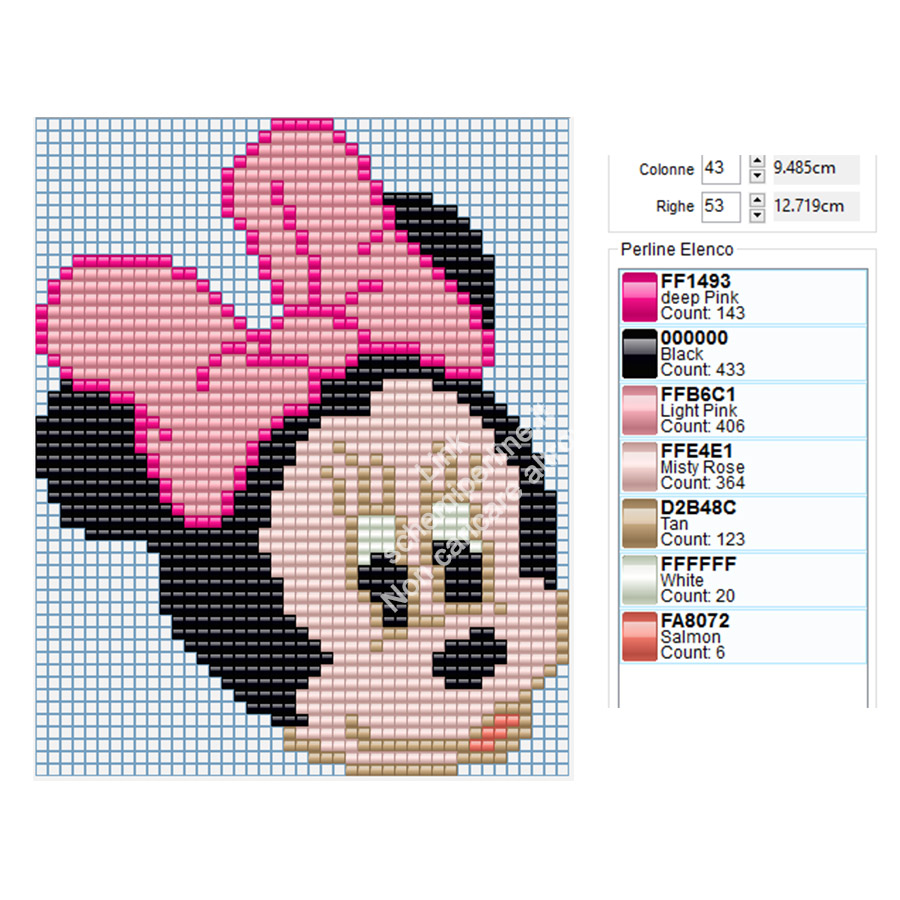 Minnie schema perline da stirare Ikea Pyssla 43x53