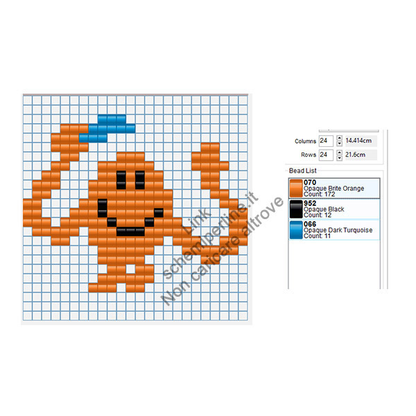 Mr. Tickle dei Mr. Men schema pyssla gratis 24x24