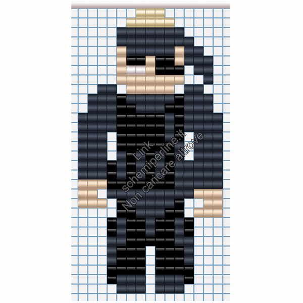 Old Snake personaggio Metal Gear Solid schema hama beads pyssla photopearls 15x30