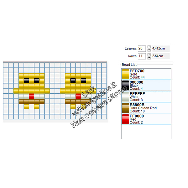 Orecchini con le pyssla a forma di Spongebob 7x7