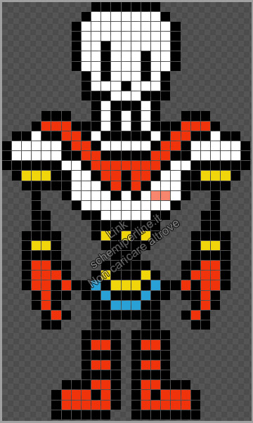 Papyrus personaggio del videogioco Undertale schema perline da stirare Hama Beads gratis 25x42