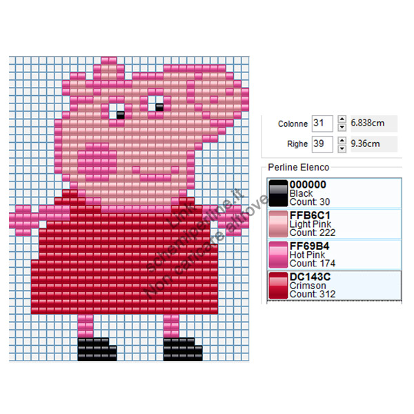 Peppa Pig schema idea pyssla gratis per bimbi 31x39