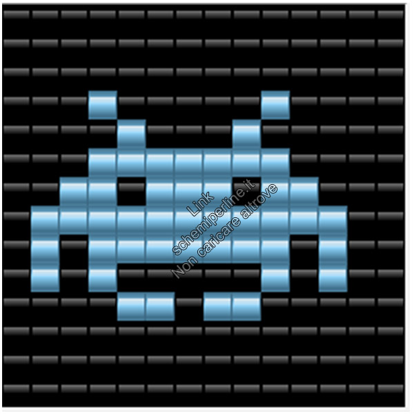 Personaggi del videogioco Space Invaders con le perline da stirare Pyssla 14x14 2