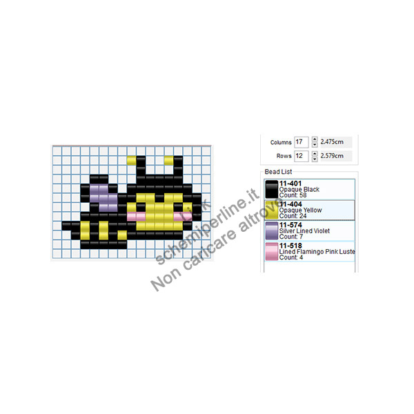 Piccola ape schema perline da stirare Hama Beads Pyssla 17x12