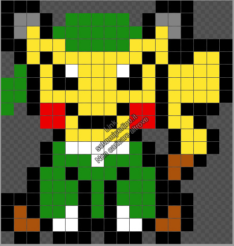 Pikachu Link Zelda schema perline da stirare Pyssla Hama Beads gratis 17 x 19