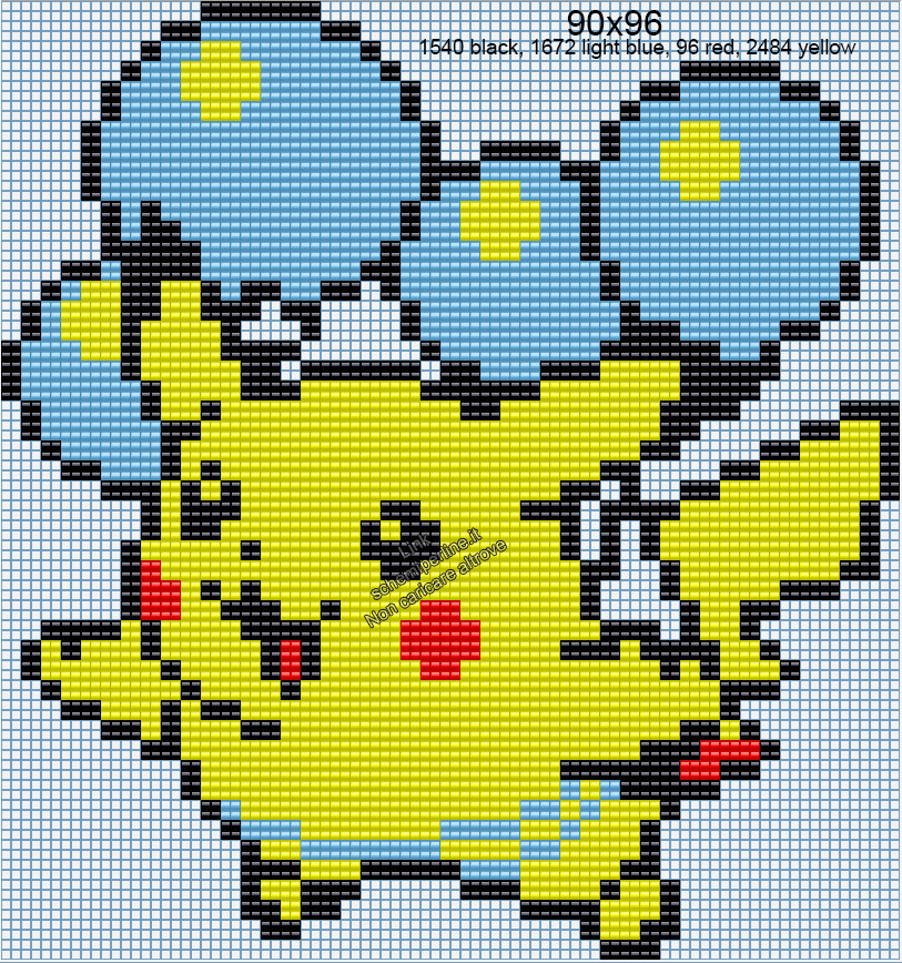 Pikachu Palloncini schema gratis perline da stirare Pyssla Hama Beads 90x96