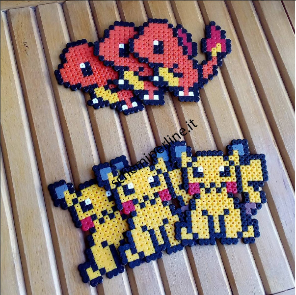 Pikachu e Charmander fatti con le Hama Beads foto lavoro