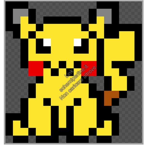 Pikachu schema perline da stirare Pyssla Pokemon videogames 17x19