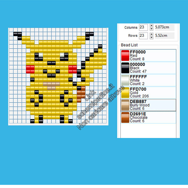 Pikachu schema perline da stirare fuse beads 22x22