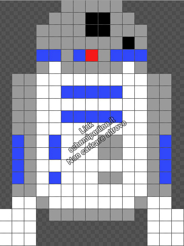 R2 D2 da Star Wars schema piccolo gratis perline da stirare Pyssla 15x20