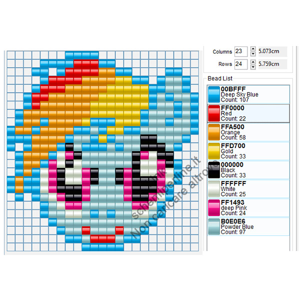 Rainbow Dash dei My Little Pony schema pyssla 23x24