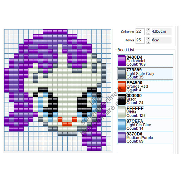 Rarity dei My Little Pony disegno pyssla gratis 22x25