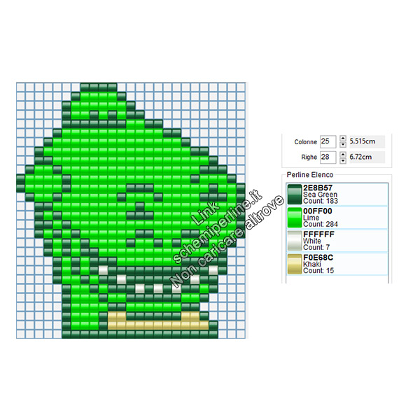 Rex il dinosauro di Toy Story schema pyssla hama beads gratis 25x28