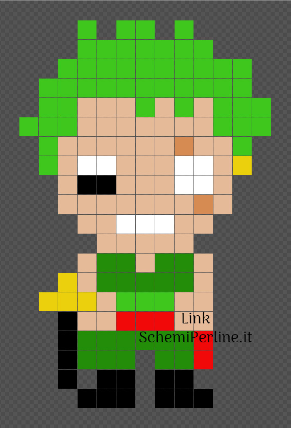 Roronoa Zoro personaggio One Piece schema perline da stirare 13x20