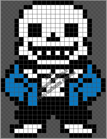 Sans personaggio del videogioco Undertale schema perline a fusione Pyssla 23x30