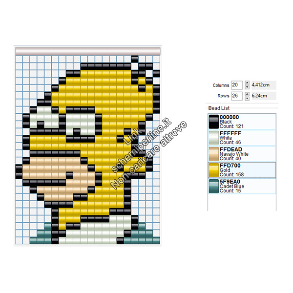 Schema Ikea Pyssla Homer Simpson 20x26