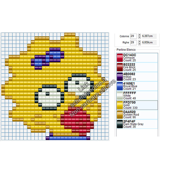 Schema Pyssla Hama Beads Maggie Simpson 29x29