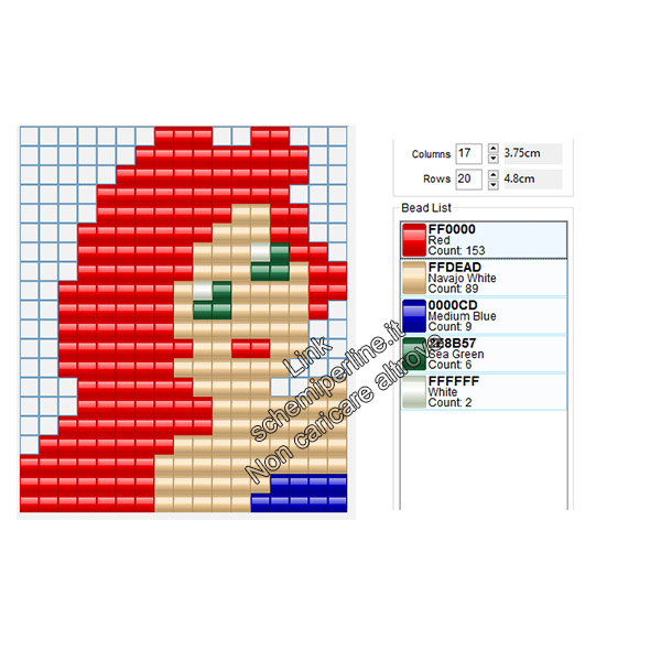 Schema Pyssla della Principessa Ariel La Sirenetta 17x20