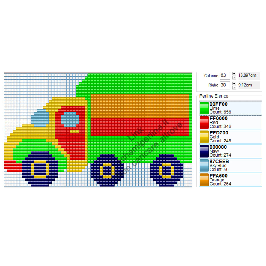 Schema Pyssla per bambini gratis camion colorato 63x38